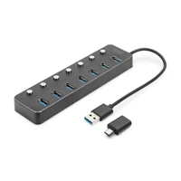 USB 3.0 Hub, 7-port, schaltbar, Aluminium Gehäuse