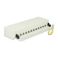 Patch Panel, RJ-45 X 12, hellgrau, RAL 7035