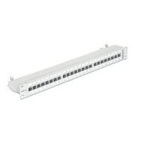 Patch Panel, RJ-45 X 24, hellgrau, RAL 7035, 1U