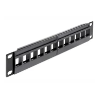 Patch Panel, Schwarz, 1U, 25,4cm (10"), 12