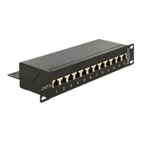 Patch Panel, RJ-45 X 12, Schwarz, 1U, 25,4cm