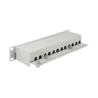 Patch Panel, RJ-45 X 12, hellgrau, RAL 7035, 1U