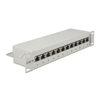 Patch Panel, RJ-45 X 12, hellgrau, 1U, 25,4cm