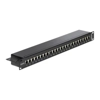 Patch Panel, RJ-45 X 24, Schwarz, 1U, 48,3cm