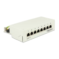 Patch Panel, RJ-45 X 8, hellgrau, RAL 7035