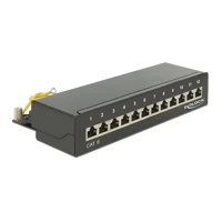 Patch Panel, RJ-45 X 12, Schwarz, RAL 9005
