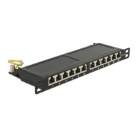 Patch Panel, RJ-45 X 12, Schwarz, RAL 9005 -