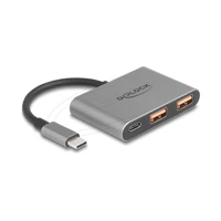 DeLock 3 Port USB Hub 10 Gbps mit Type-C zu 1 x+ 2