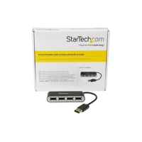 Mobiler 4-Port-USB 2.0-Hub mit integriertem Kabel