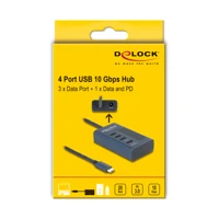 DeLock USB 10 Gbps Hub mit 4 Type-C Ports davon 3 x Datenp