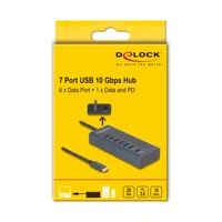 DeLock USB 10 Gbps Hub mit 7 Type-C Ports davon 6 x Datenp