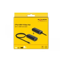DeLock 4 Port USB 10 Gbps Hub mit USB Type-C Anschluss 60