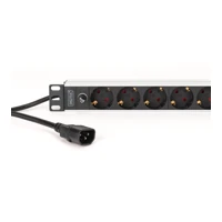 1U Alu PDU rackmount. 8x CEE 7/7 outlet 1x Stecker