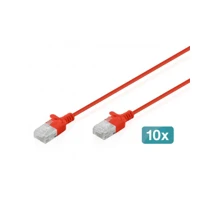 CAT 6 U-UTP Slim Patchkabel Rot 10 Stück - Netzwerk