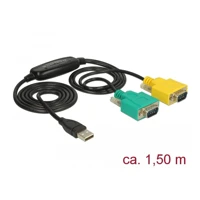 DeLock Adapter USB 2.0 Type-A > 2x Serial DB9 RS-232, Kabe