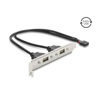 DeLock USB 2.0 Slotblech mit 2x EASY Typ-APort, Digital/Da