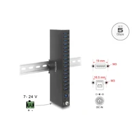 DeLock Industrie Hub 16 x USB 5 Gbps Typ-A mit 8 kV ESD Sc