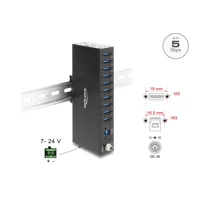 DeLock Industrie Hub 10 x USB 5 Gbps Typ-A mit 8 kV ESD Sc