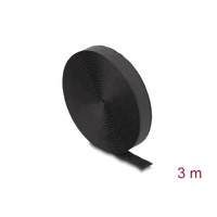 DeLock Klettverschluss, auf Rolle mit Band, 3m, Schwarz