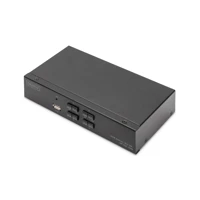 Digitus KVM Switch, 4x1 DP, DP Out,USB - Displayport-Einga